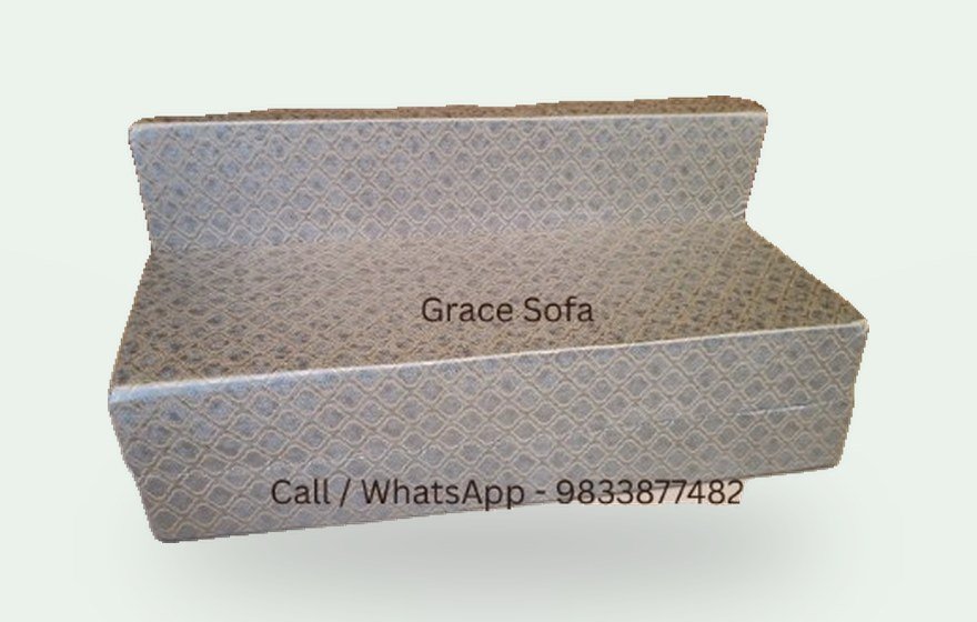 Beige printed sofa cum bed