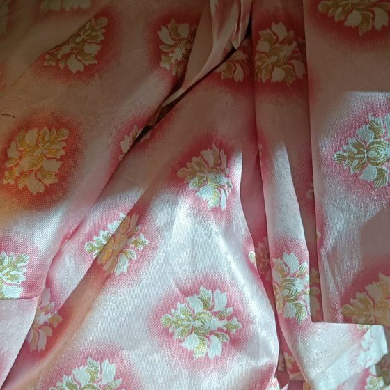 Pink rose print upholstery fabric